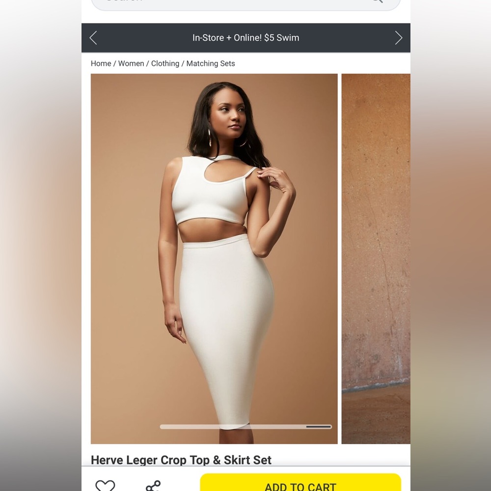 Forever 21 Herve Leger white skirt set